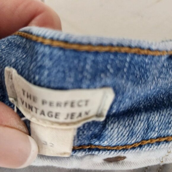 Madewell Women's 32 The Perfect Vintage Jeans High Rise Raw Hem Blue Distressed - Picture 12 of 14